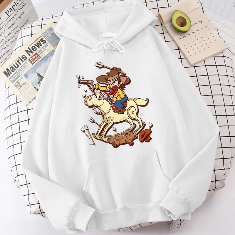 Toy Story Printed Women\'s Autumn and Winter Hooded Plush Sweater White Loose Top