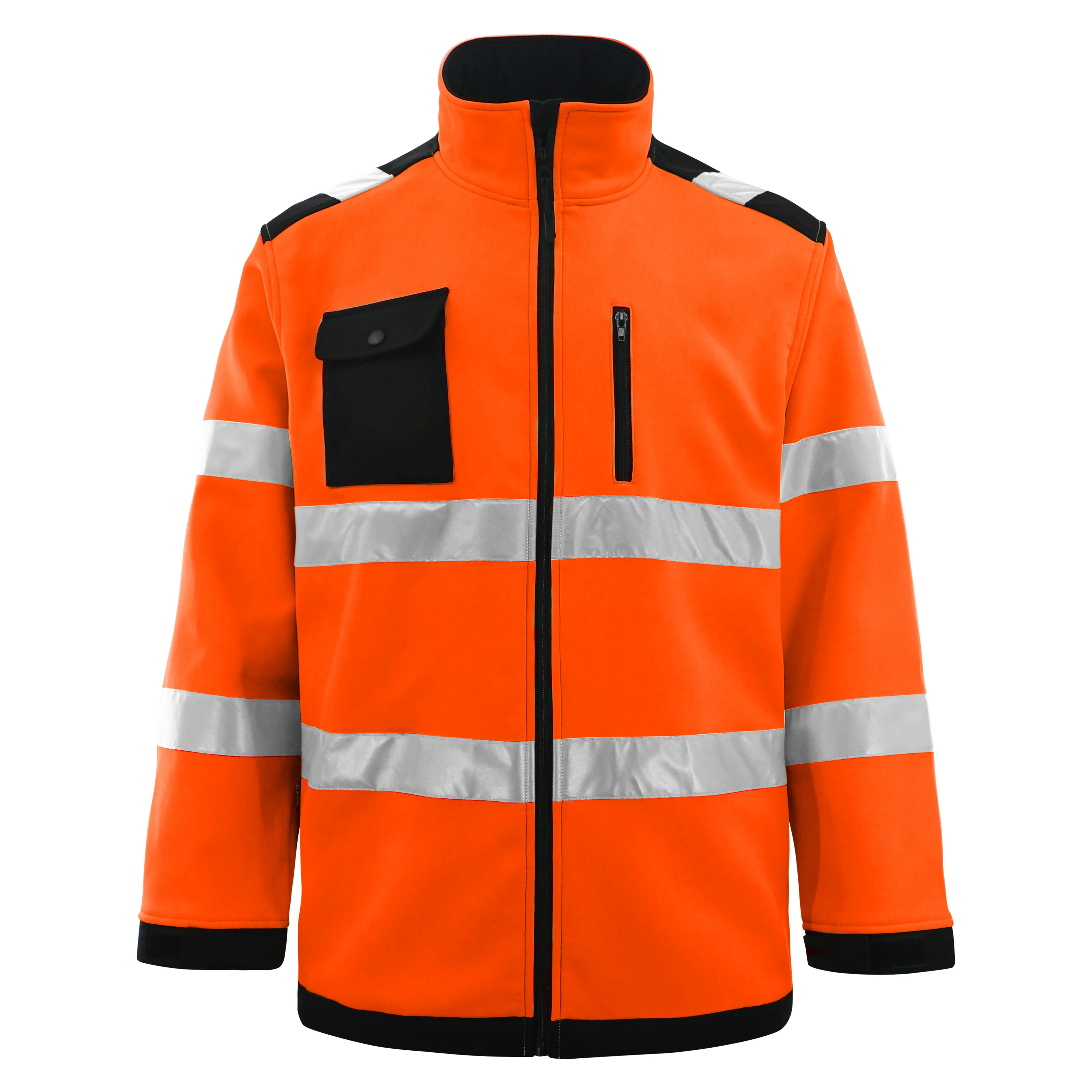 Men's Safety Reflective Softshell Jacket With Reflective Stripes Reflective Jacket Workwear