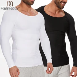 Long Sleeve T-shirt Body Shaper for Men Workout Waist Trainer Shirt Male Corset Slimming Tummy Control Shapewear Undershirt Tops