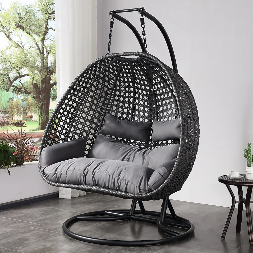 

2026 Modern Rattan Hanging Egg Chair With Stand Patio Swings Rocking Basket Hammock Chair Balcony Courtyard Garden Outdoor Furni