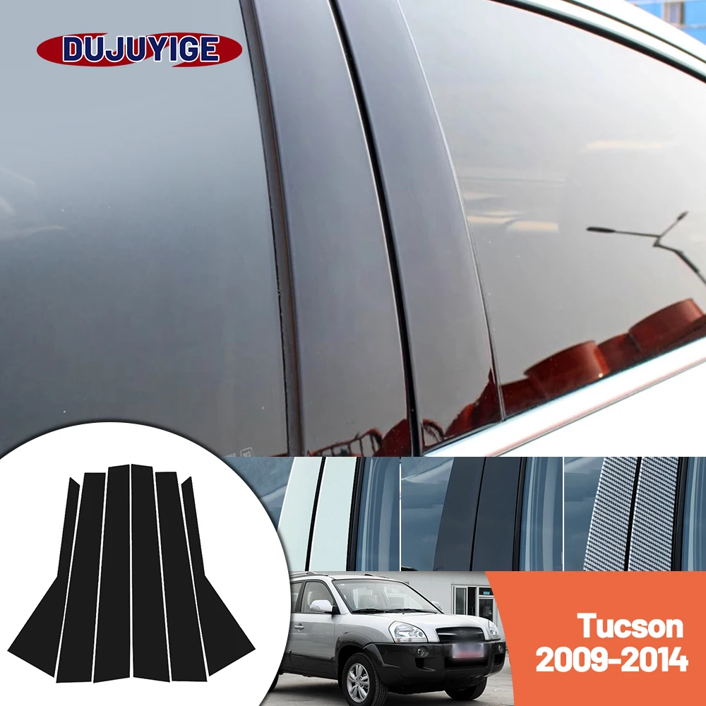 

Bright black carbon fiber door and window B C Pillar sticker suitable For Hyundai Tucson 2009-2014 2010 2011 2012 2013
