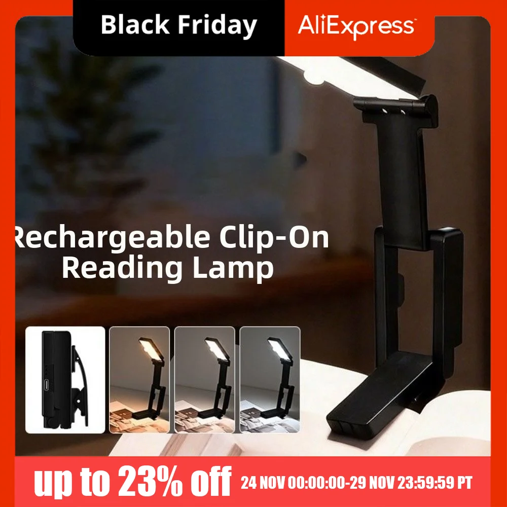 

Складная настольная лампа для защиты глаз с регулируемой яркостью, 3 цвета, энергосберегающая, с USB-зарядкой, светодиодная лампа-прищепка для чтения