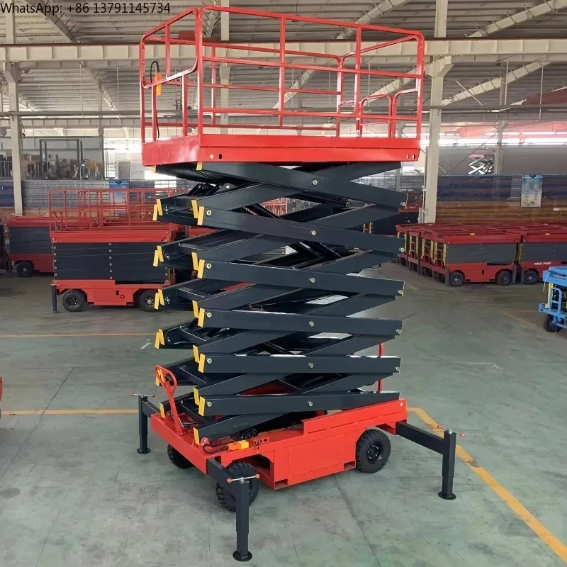 Scissor lift indoor and outdoor dual-purpose safety anti-skid platform free delivery 4-12 meters high altitude