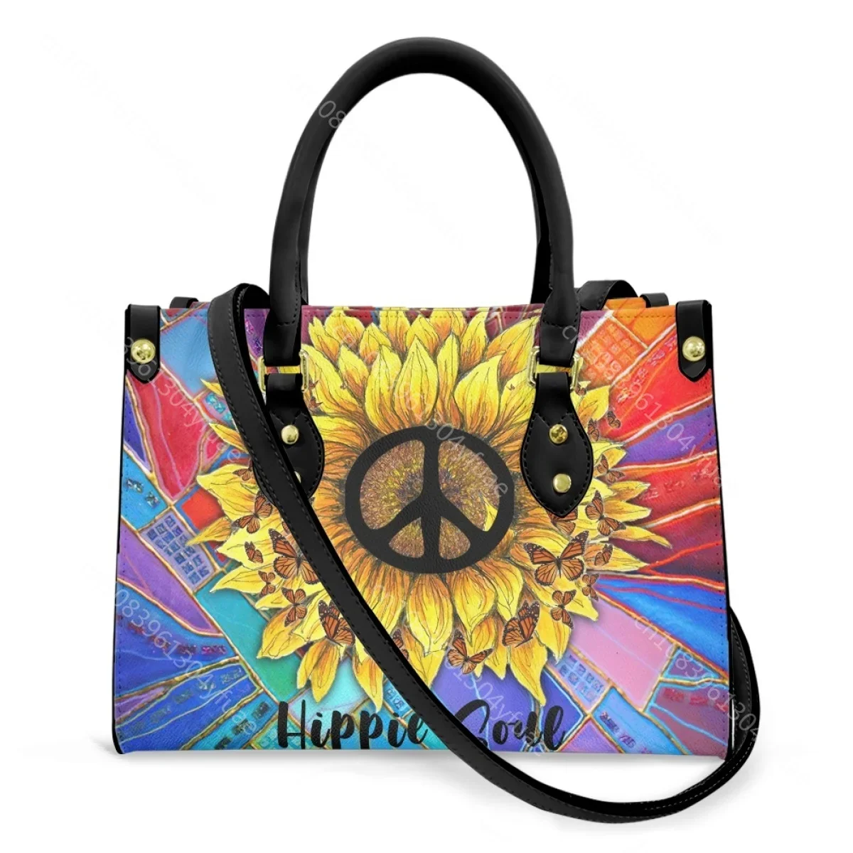 Borsa da donna di nuova tendenza Hippie Peace and Love Pattern borsa da donna per borse a tracolla in pelle PU di Design di marc