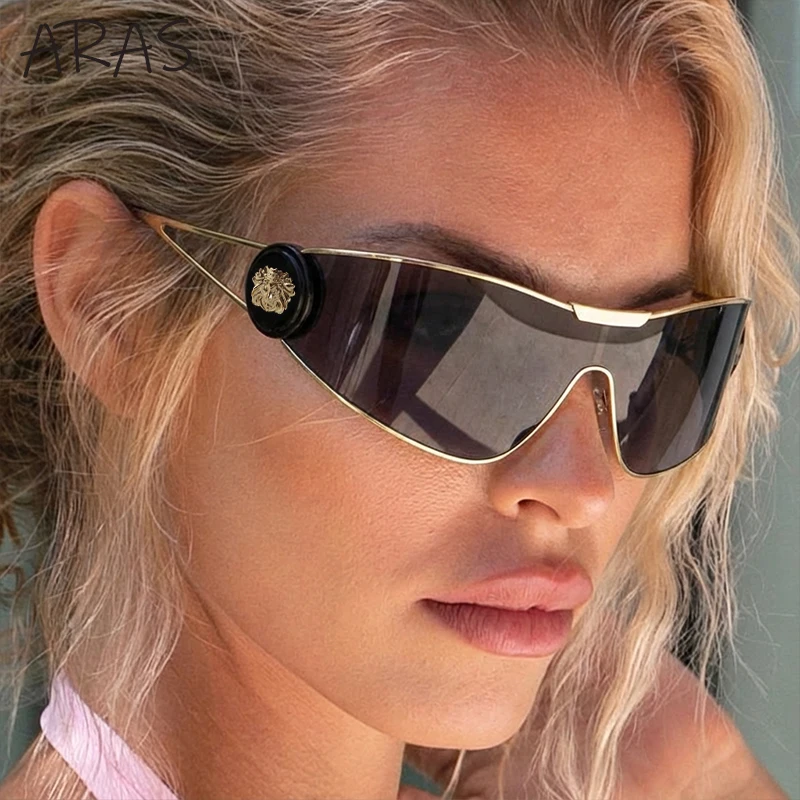 

Y2K Punk Wrap Around Sunglasses Women 2026 Luxury Brand Steampunk One-Piece Goggle Sun Glasses Shield Windproof Eyewear Shades