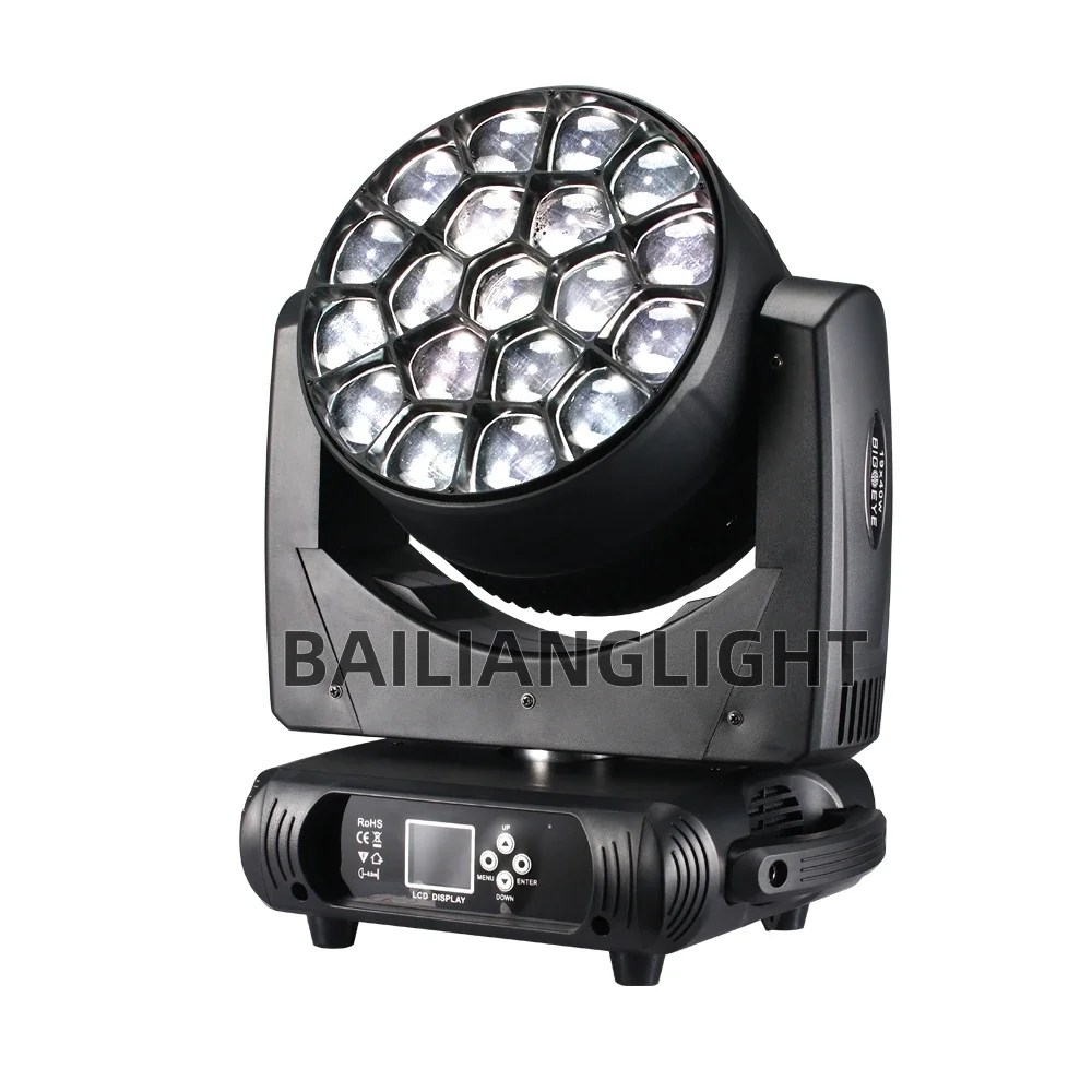 4PZ 19X40W LED Strahl Waschen Große Bienen Augen RGBW Zoom Moving Head Beleuchtung Mit LED Blende DJ Disco Bühne – Detail 5