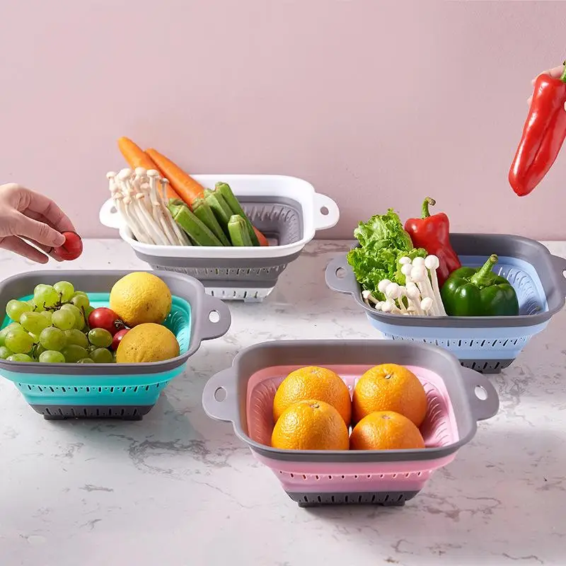 Collapsible Kitchen Colander Set With Food Safe Material And Fast Drainage Perfect For Washing Fruits Vegetables Home Use