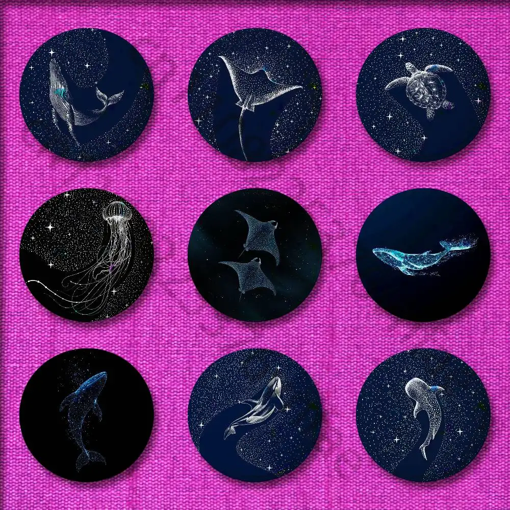 

Shark Sea Turtle Manta rays Star Map Badge For 44mm 25mm 75mm 32mm 58mm Round Pin Brooch Insignia Cover Accessories
