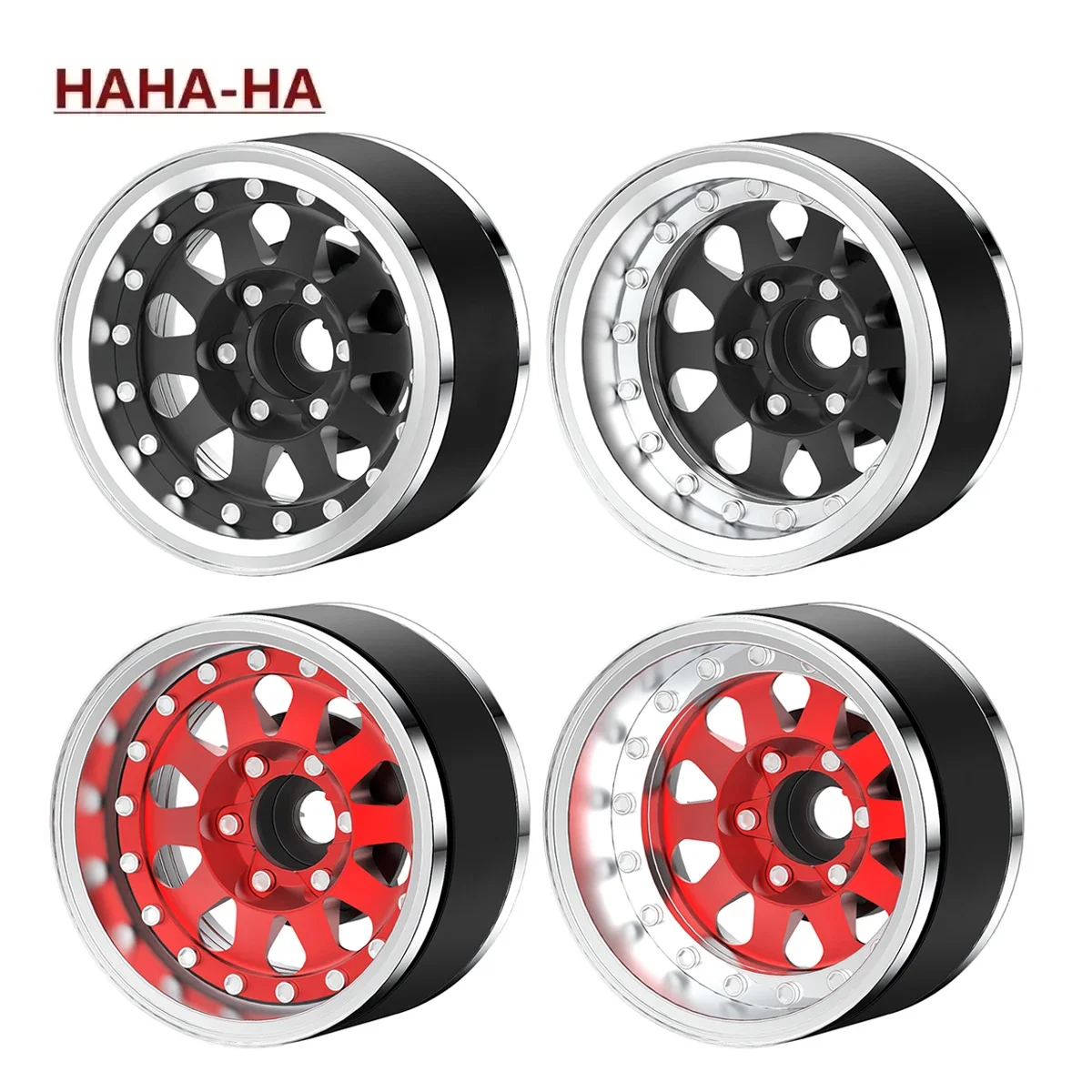 1.9 Inch Aluminum Beadlock Wheels Rim Set Wheel Hub Adjustable Offset for 1/10 RC Crawler Car TRX4 TRX6 SCX10 GEN7 8 D90 