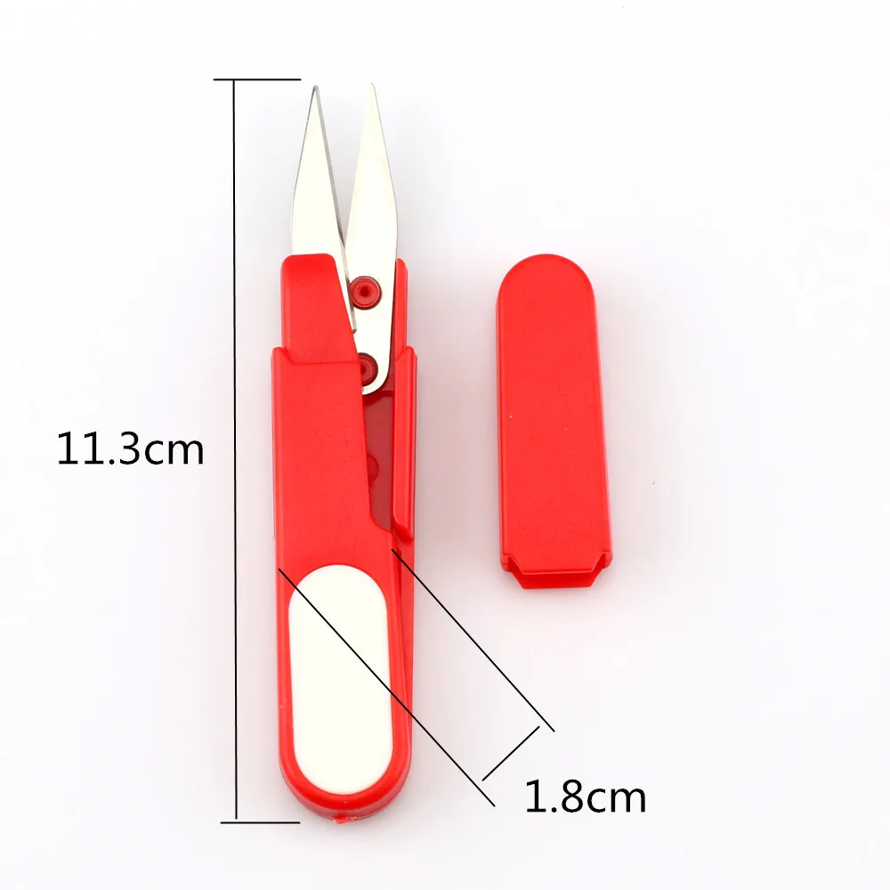 1pcs U Shaped Scissors Plastic Handle With Security Cover Cross Stitch Embroidery Tailor Cloth Scissors DIY Jewelry Making Tool