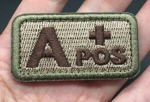 Army Green Blood Type Embroidery Patch Hook&loop Medic Badge ABO POS NEG Label 8 Blood Groups Sign for Tactical Backpack Casque