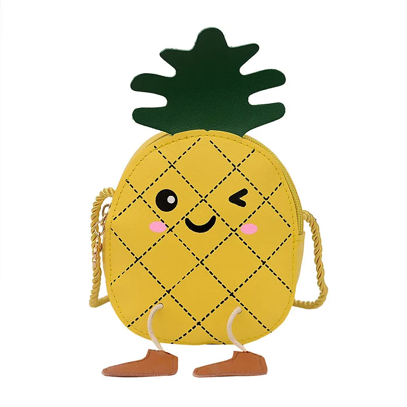 Nuevo bolso bonito de piña para niños, bolso cruzado para niña, bolso de hombro de dibujos animados a la moda