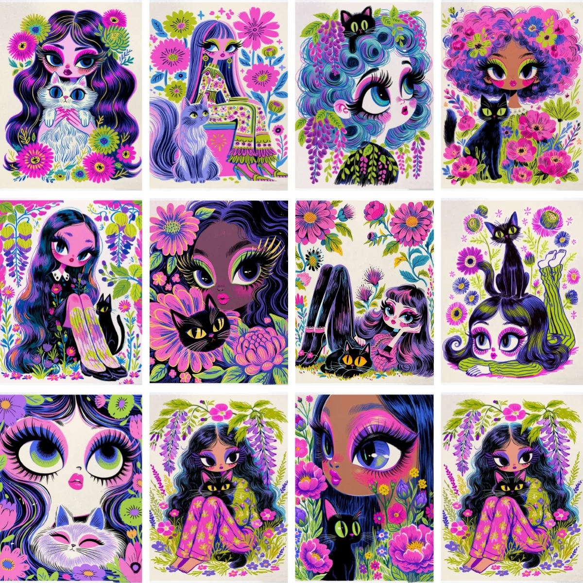 

Diamond Painting Kit Big Eye Portrait Whimsical Fashion Girl Wall Art DIY Diamond Embroidery Cross Stitch Gift Crafts Home Decor