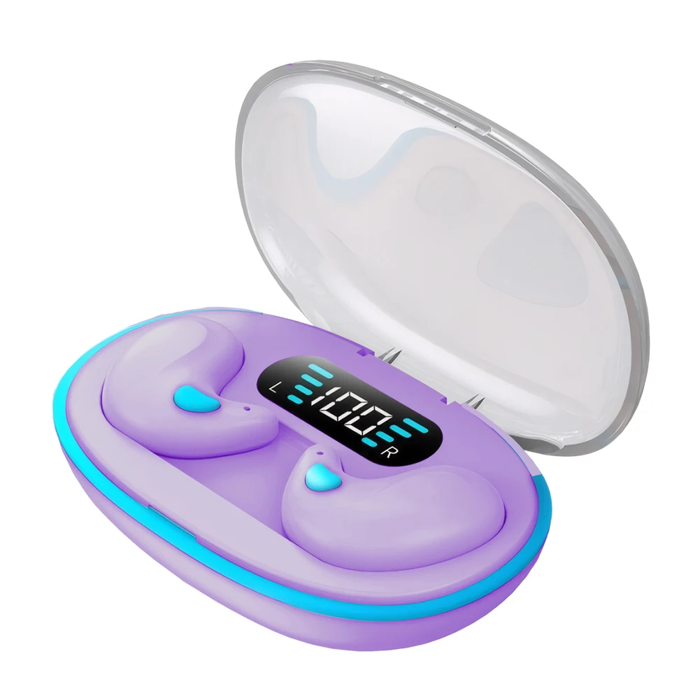 Bluetooth-Compatible 5.3 Stereo Headphones with Charging Case Invisible Sleep Earphones for Running Fitness Learning Accessories