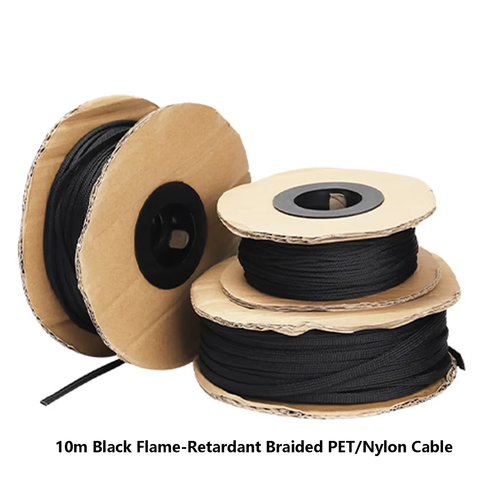 Flame Retardant PET Braided Sleeve 10M Black | Cable Wire Protector for Automotive/Data Lines, Heat Resistant