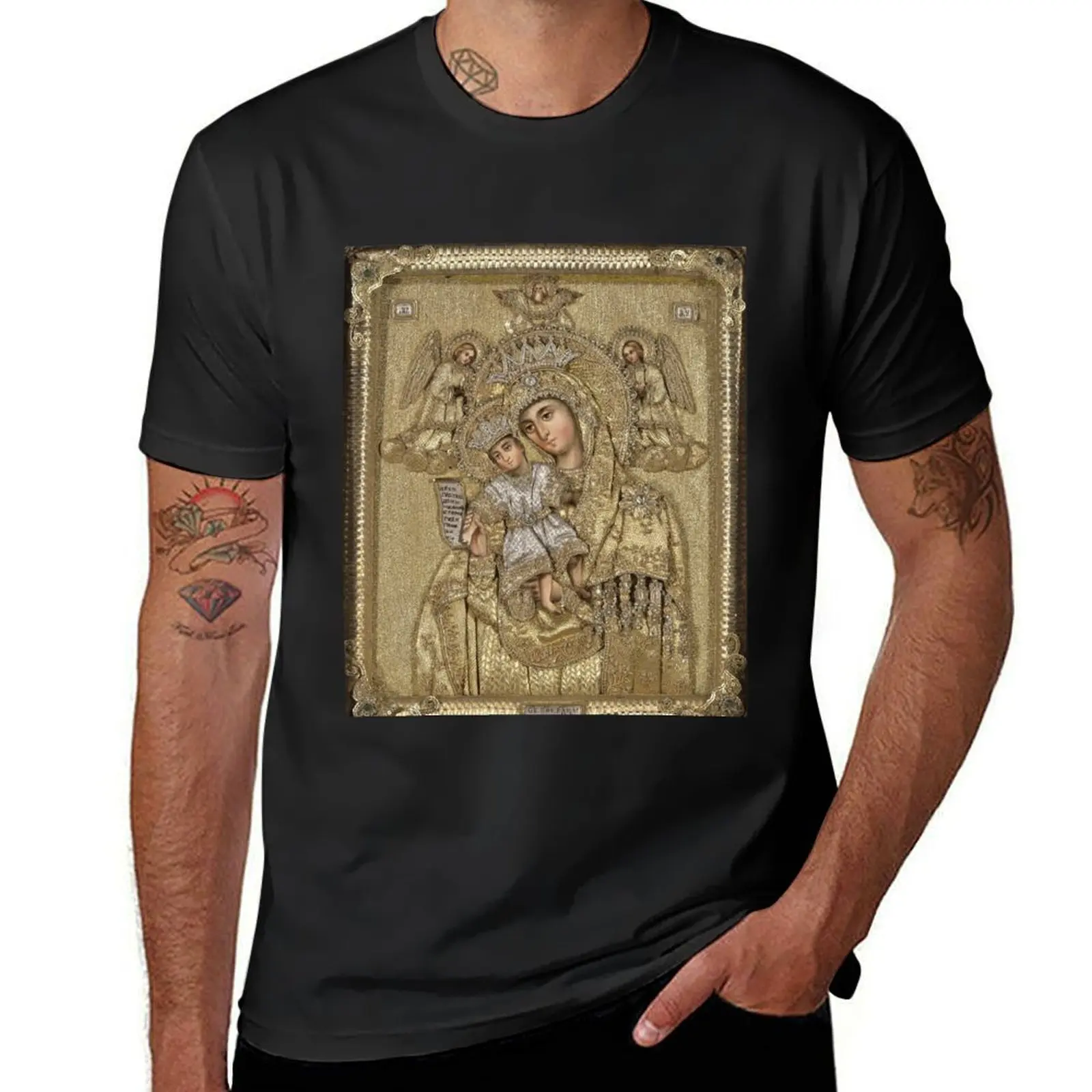 

Russian icon T-Shirt customs Short sleeve tee summer tops vintage t shirt men