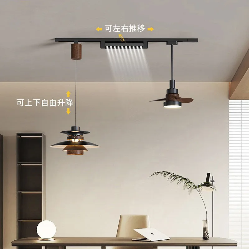 Restaurant chandelier with track magnetic attraction surface mounted electric fan light 2025 new bar flying saucer new medieval
