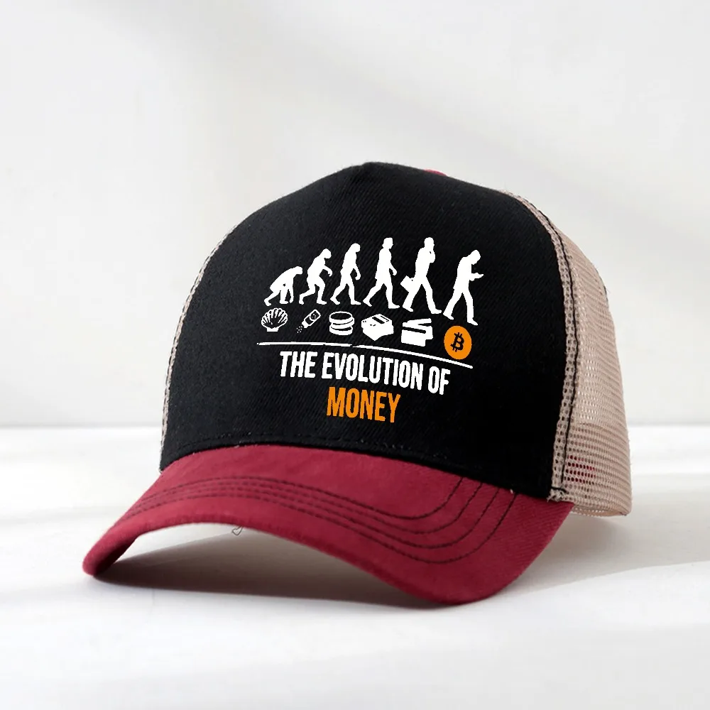 

Bitcoin Evolution Of Money Cryptocurrency hat Satoshi Nakamoto Vintage Baseball Cap Comfort Breathe Male Trucker Hat
