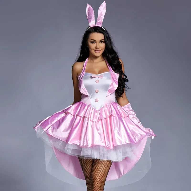 Disfraz de chica conejito, disfraz de Cosplay para adultos de talla grande para mujer, chica conejo, club nocturno, vestido de fiesta de Halloween XC9216