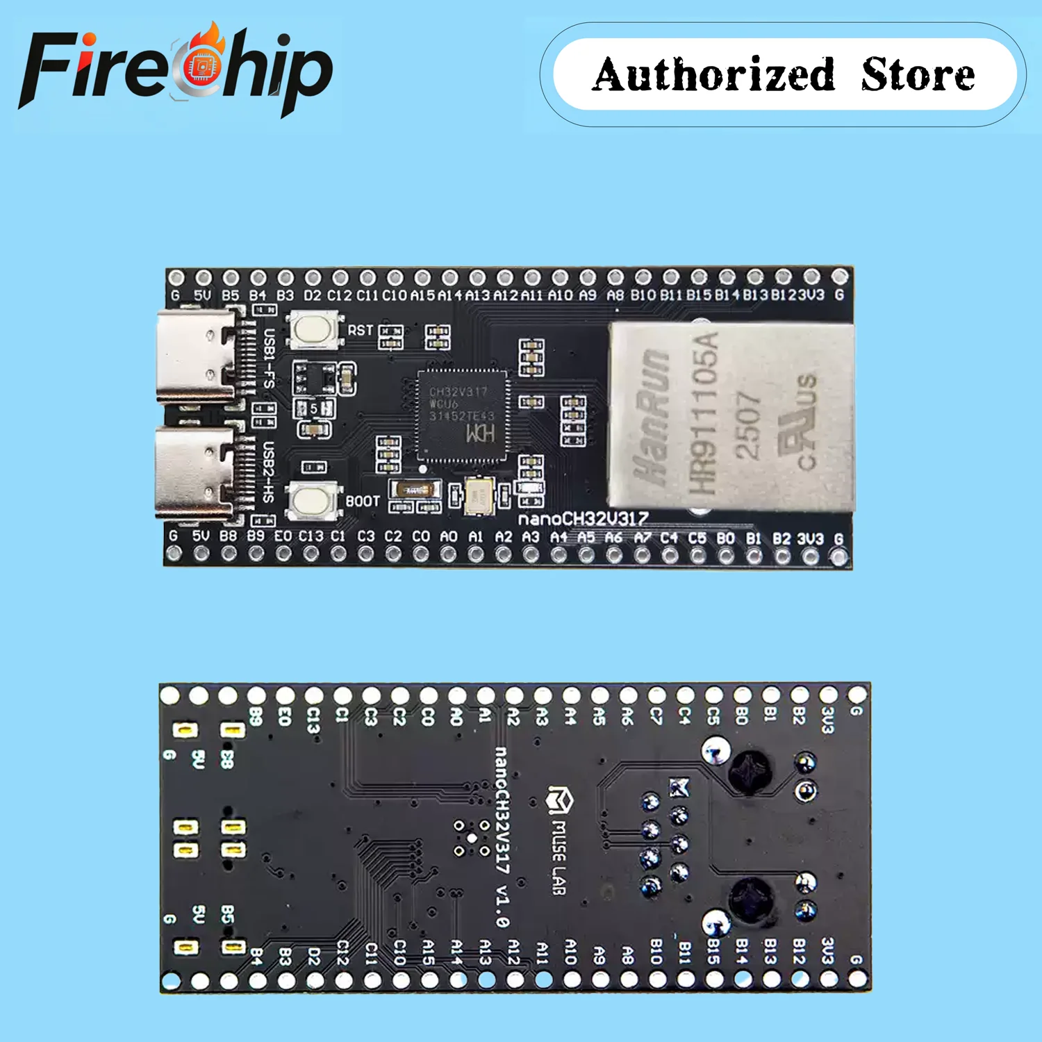 FireChip nanoCH32V317 Development Board WCH RISC-V Dual TYPE-C Interface USB 2.0 High Speed  Open Source