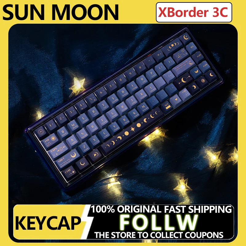 

Новые кейкапы «Солнце и Луна», 139 клавиш, PBT, с эффектом окрашивания, профиль Cherry, кастомные аниме-кейкапы для механической клавиатуры, подарок для геймеров