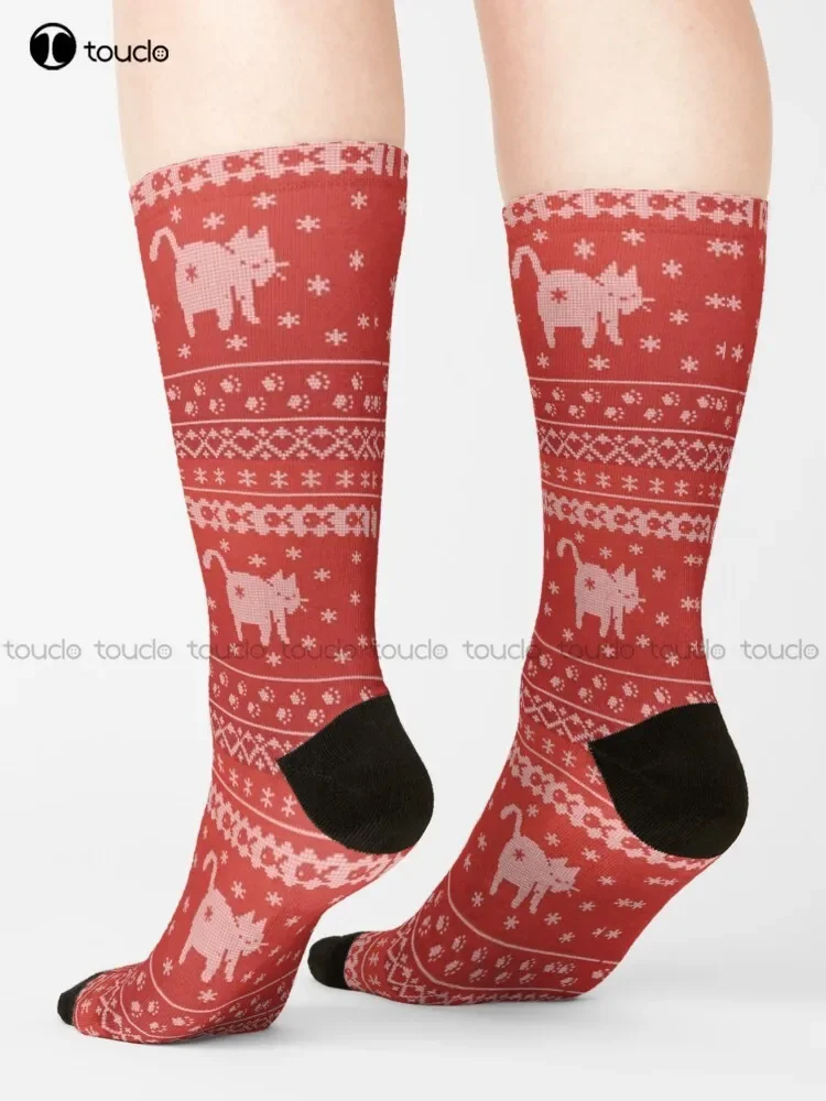 Ugly Holiday Sweater Socks Long Black Socks Christmas Gift Unisex Adult Teen Youth Socks Custom 360° Digital Print Women Men