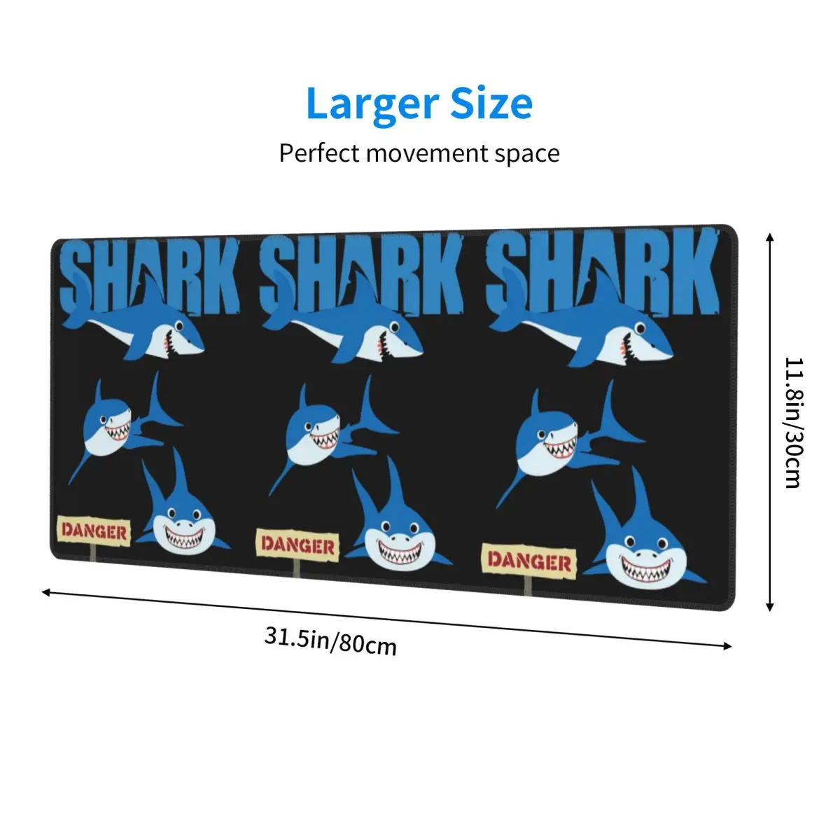 Large Mouse Pad Funny Shark Danger - Crazy Sark Lady Gamer PC Laptop Mats Keyboard Carpet Computer Gaming Office Desk Mat