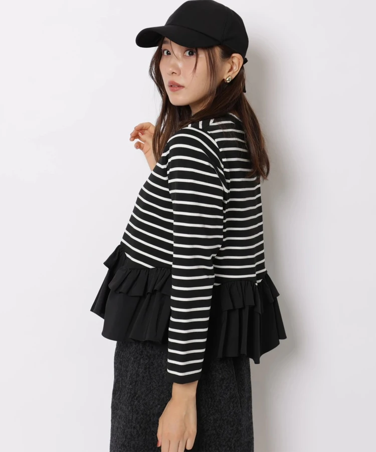 Fashionable Stripe Knitted Sweater Loose Fit Color Block Neckline Long Sleeve Women's Autumn Winter Casual Style Breathable