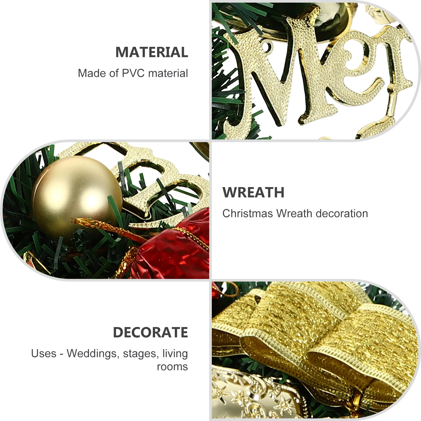 

Artificial Wreath Christmas Hanging Garland Festive Door Wall Decor Holiday Party Xmas Pendant Festival Adornment