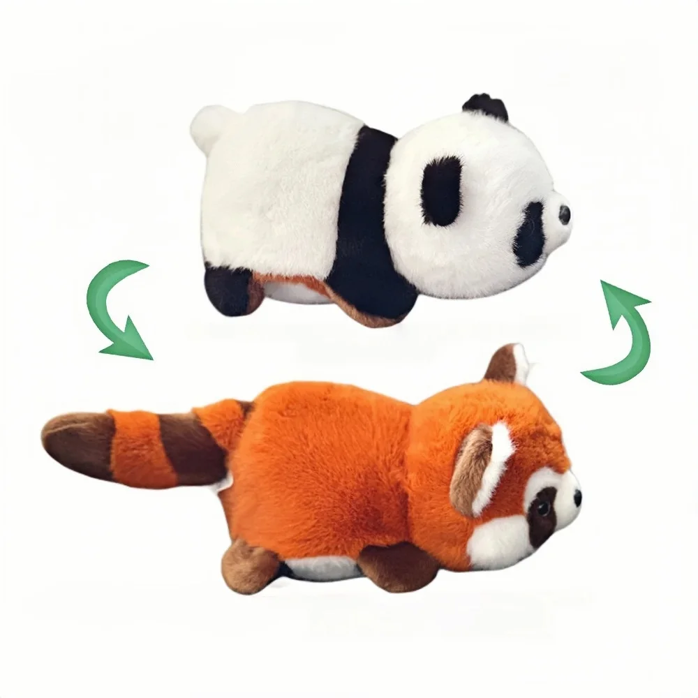 Double-Sided Flip Plush Toys Cute Panda Plush Doll Cartoon Red Panda Flip Stuffed Doll Transforming Panda Plushie Birthday Gift