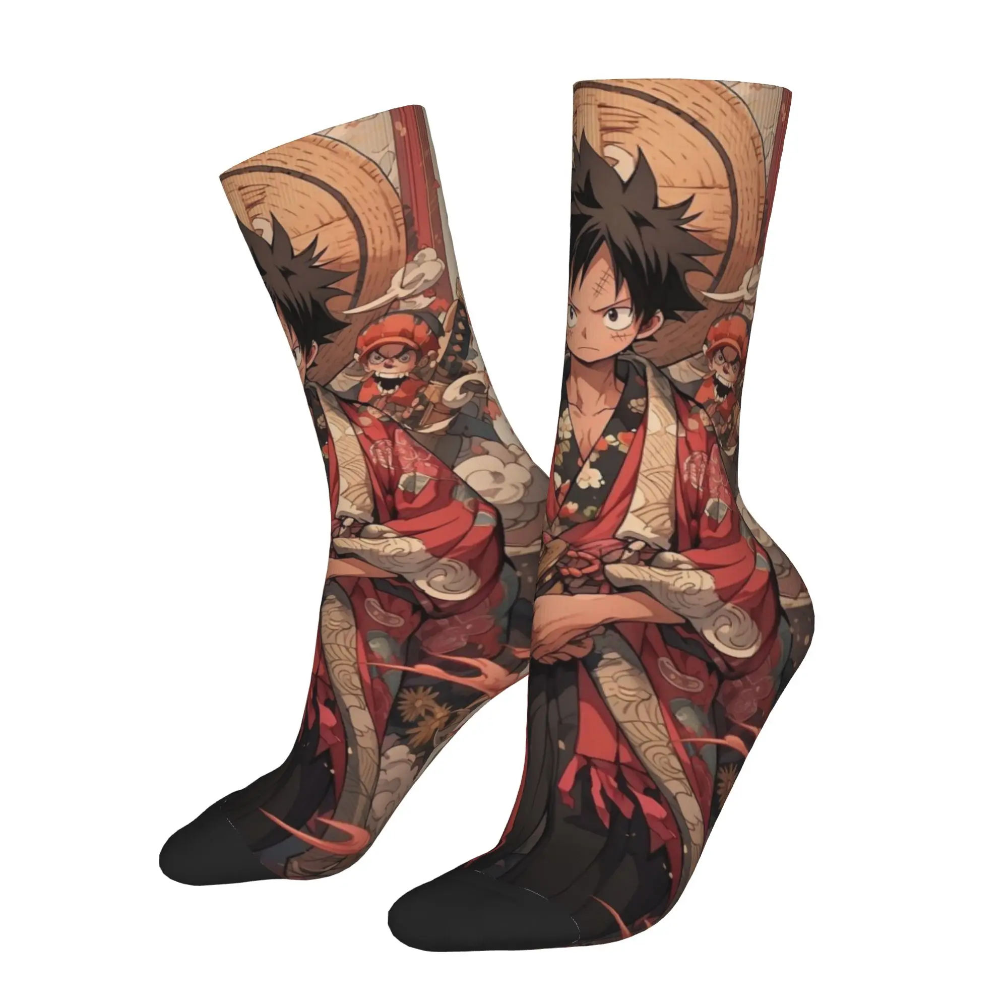 

1 Pair Funny Sock One Piece Luffy (7) Rock Seamless Pattern Printed Men Socks Novelty Men's Socks