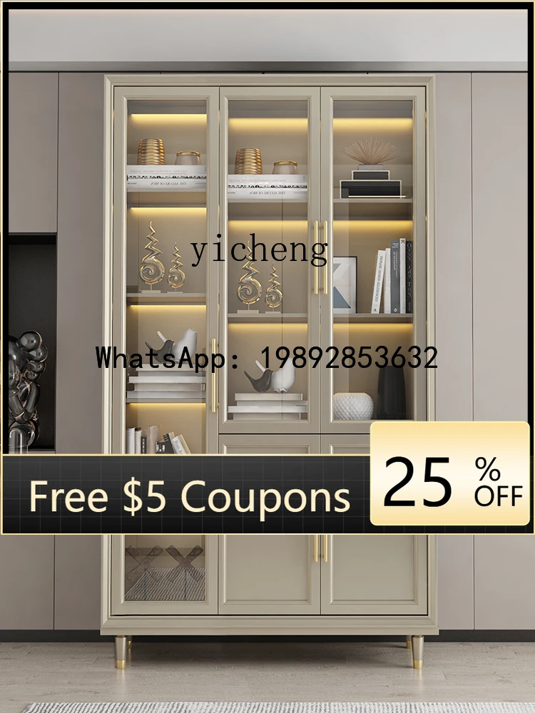 

D26 Solid Wood Bookcase Bookcase Floor Bookshelf Integrated Entire Wall Simple Showcase Storage Display Cabinet