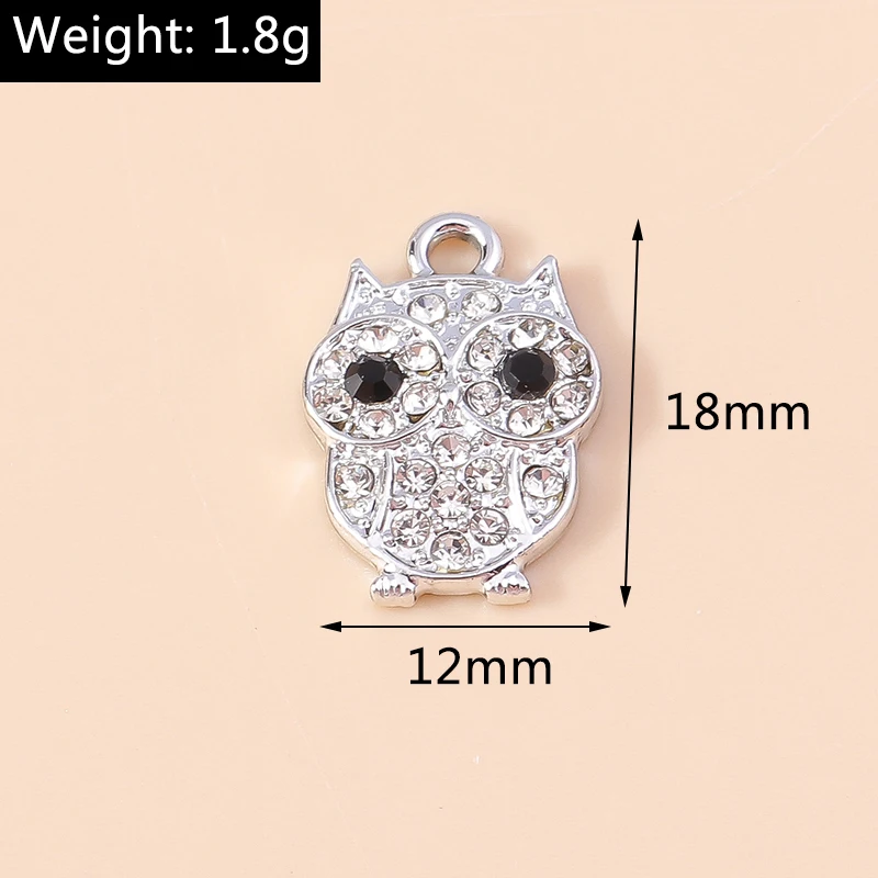 20pcs 12x18mm Cartoon Crystal Animal Owl Charms Pendants for Jewelry Making DIY Drop Earrings Necklaces Handmade Crafts Supplies