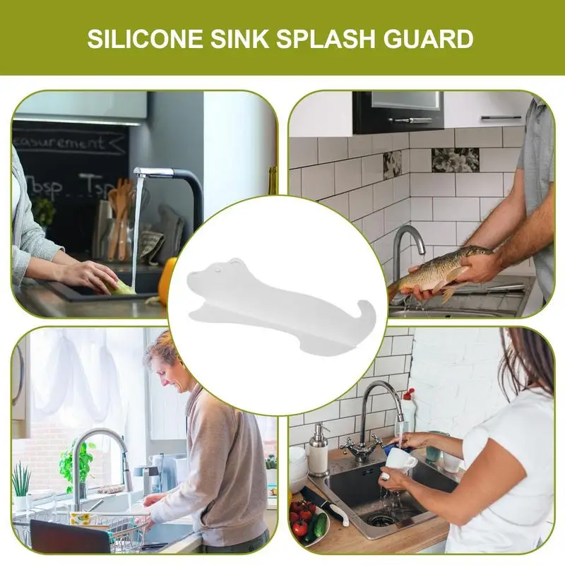 Sink Splash Guard Puppy Design Silicone Faucet Splash Guard With Suction Base Cute Water Splash Guard For Kitchen Bathroom