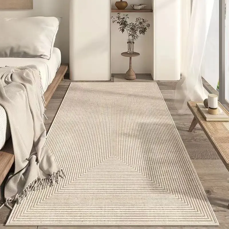 Minimalist Wabi Sabi Plush Long Carpet Bedside Runner Non Slip for Living Room Bedroom Hallway Study Bay Window Home Decor