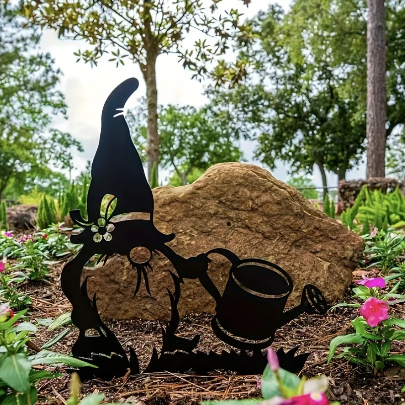 1 buah kerajinan logam Santa masukkan halaman Dekorasi Rumah siluet dekorasi halaman rumput Gnome penanda taman dekorasi besar luar ruangan halaman logam