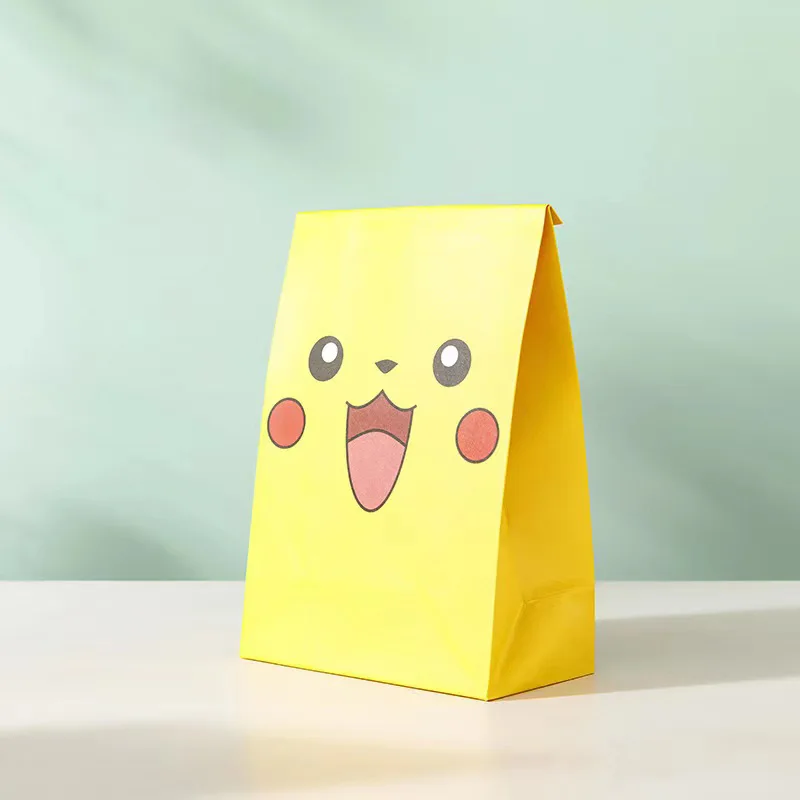 10Pcs Cartoon Pokemon Kawaii Pikachu Candy Flat Pocket Cake Bakery Cute Wrapping Paper Bag Birthday Party Supplies Lovely Decor