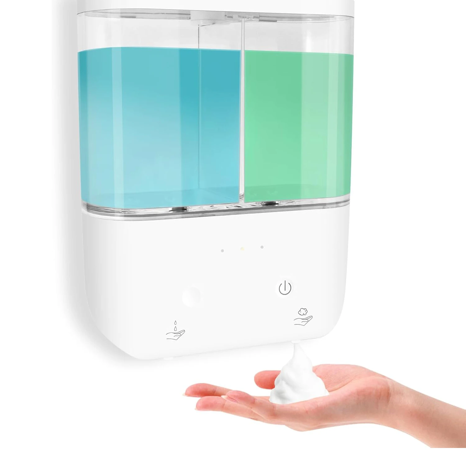 

500ML *2 Double Head 2-In-1 Touchless Wall-Mounted Rechargeable Intelligent Infrared Automatic Sensor Foam/Liquid Soap Dispenser