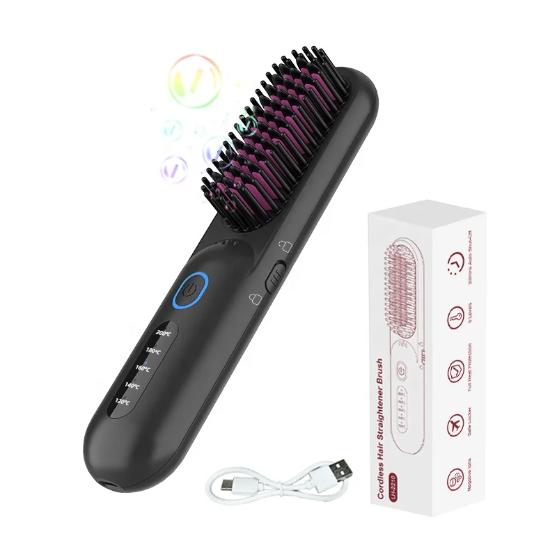 Huge Discount Premium Mch Rechargeable Negative Ion 5200mah Electric Cordless Wireless Hair Straightener Comb for Curly Hair