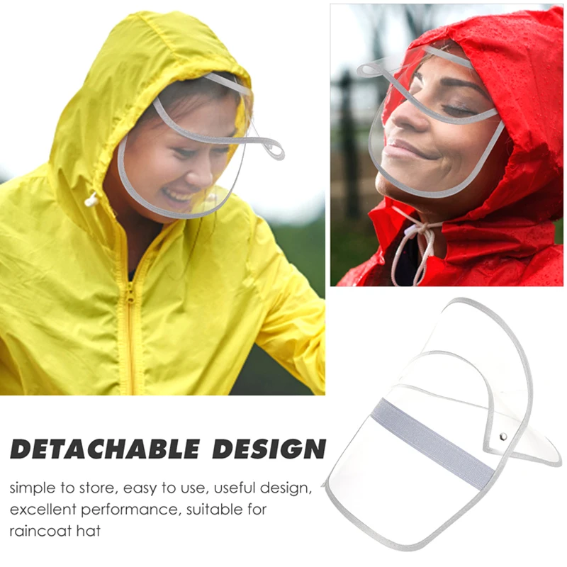 Impermeabile staccabile Cappello Scudo Visiera Poncho trasparente Protezione per il viso Copertura antipioggia di ricambio