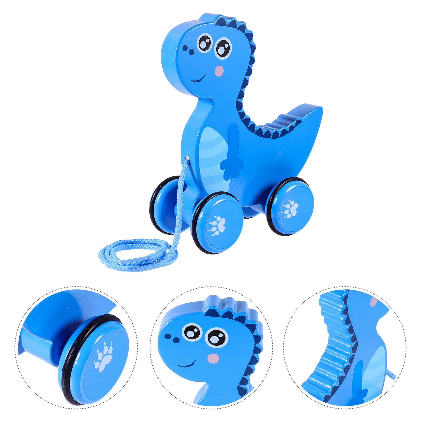 나무로 만든 공룡 만화 캐릭터 끌기 장난감 유아용 선물 나무로 만든 끌기 자동차 유아 놀이 시간 재미