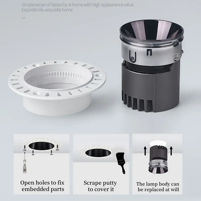 Fotografia 6: Downlight Tuya DALI, holofote COB, luz de teto com escurecimento antirreflexo LED, lâmpada de iluminação interna para sala de estar e cozinha Zigbee3.0
