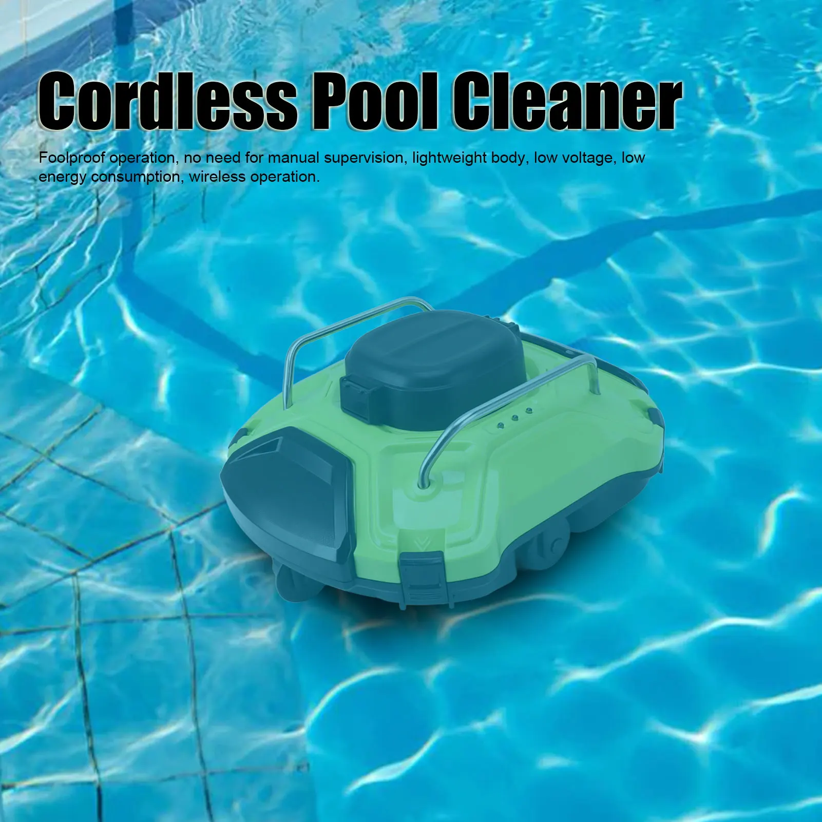 

Cordless Robotic Pool Cleaner 360 Degree Powerful Cleaning Automatic Pool Vacuum Cleaner with Automatic Route Planning for Flat