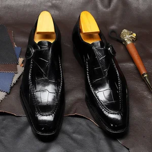 Sapato formal retrô masculino, mocassim casual de escorregar, mocassim da marca, fivela brogue, negócio, novo estilo, primavera 10 principais vendas mocassim masculino de fivela - №3