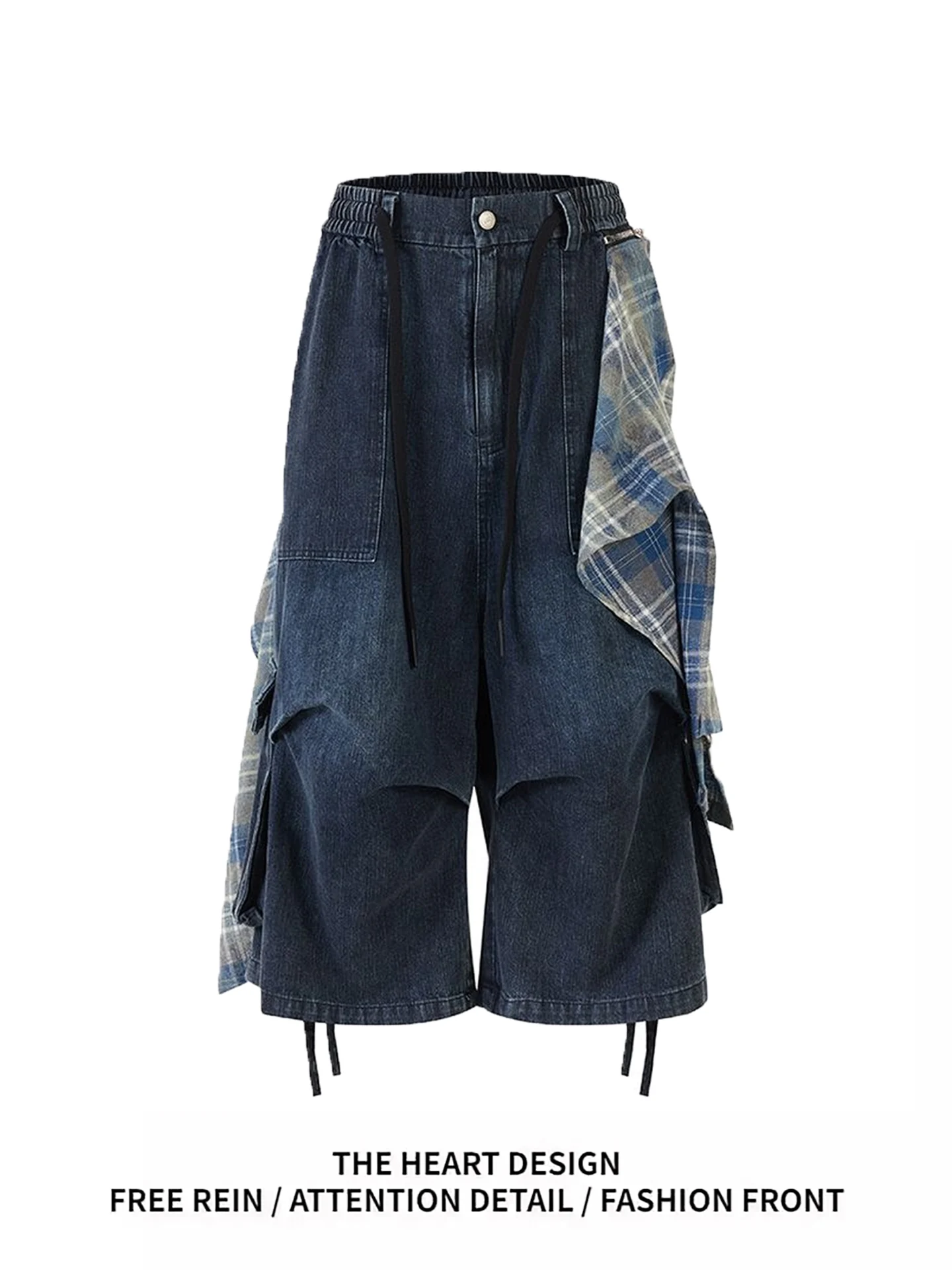 

Summer Waed American Sle unge Women's Loose Fit Seven-Foot Jeans High Waist Wide Leg Pants Casual Wear Blue Denim