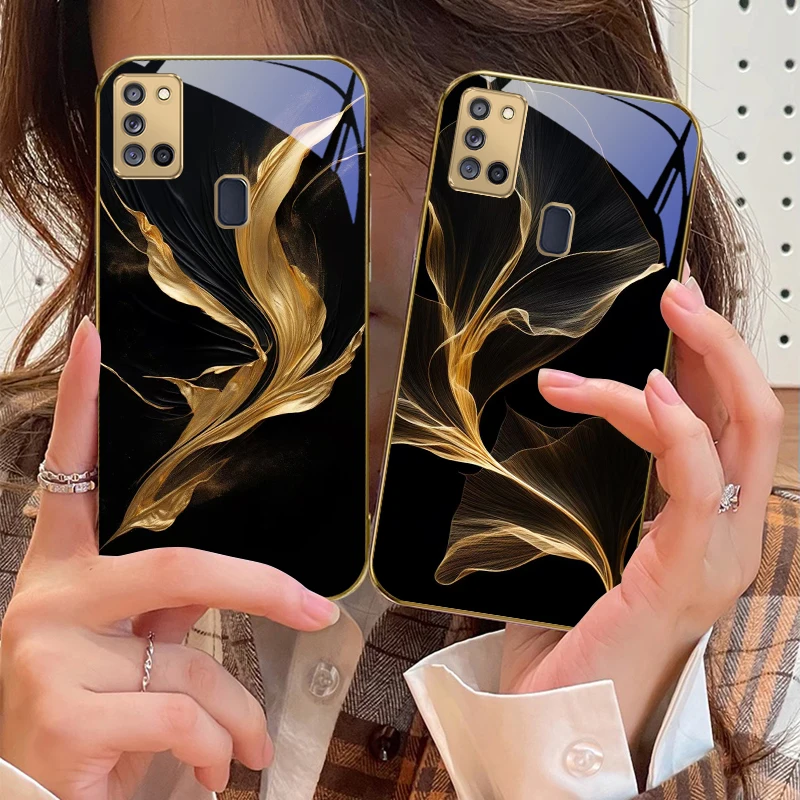 العائمة الشريط الذهبي لسامسونج A 31 32 A33 A34 35 14 A15 13 16 25 26 50 52 53 54 55 56 70 71 72 73 الزجاج الذهبي جراب هاتف