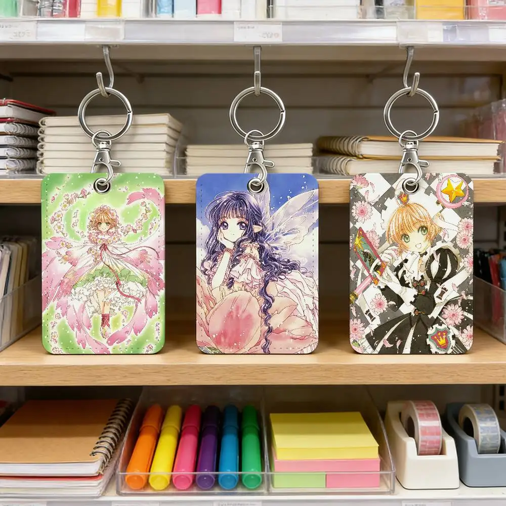 

Magic Girl Anime Cardcaptor Sakura Card Holder Pass Hang Rope Keychain ID Credit Card For Keys Accessories Gifts