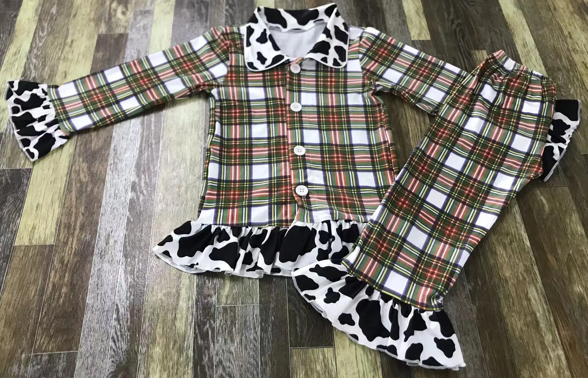 Dairy cow  Boys Girls Baby Pajamas Set Baby 0-12 Years Old Childrens Clothes  Autumn Long Cotton