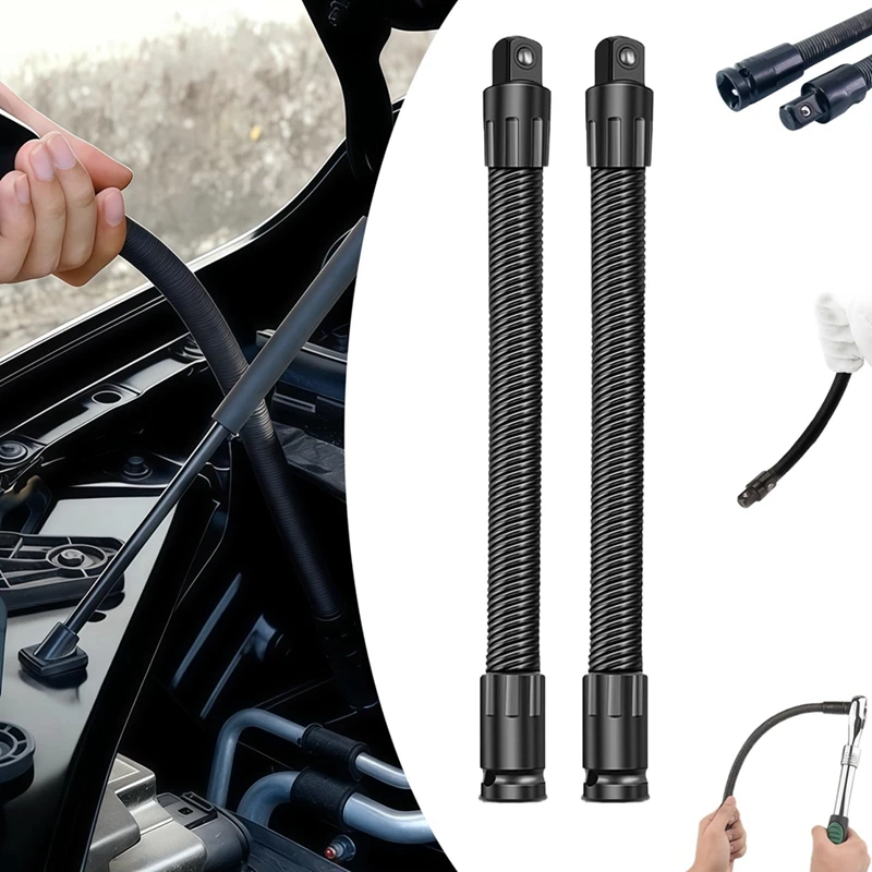 Super Sale 2PCS 1/2 Flexible Shaft Extension Extender Torque Socket,Ratchet Spanners Flex Reach Extension Bar for Car Repair 9.8
