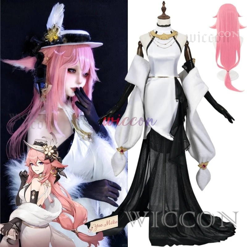 

Genshin Impact Yae Miko Cosplay Costume Resplendent Feast Uniform Evening Dress Wig Activity Party Role Play Clothing